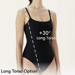 Andie Swim The Amalfi One Piece Ribbed Black Long Torso Swim Suit, size small